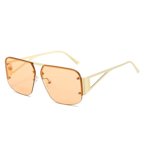 2025 designer 2024 Neue modische randlose quadratische Sonnenbrille für Herren und Damen, Halbrandlose Brillen, UV400, C4Champagner, 144 x 148 x 53 mm von Generisch