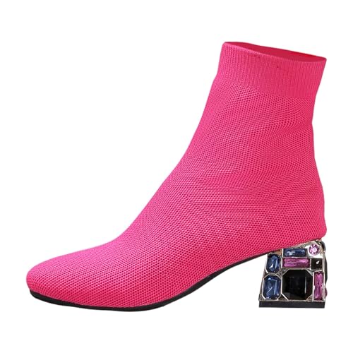 2025 große Damen-Stiefel, kurze Stiefel, quadratischer Zehenbereich, dicker Absatz, gestrickt, modisch, Stretch-Stiefel, modische Schuhe, Damenschuhe mit Nieten, rot, 37.5 EU 2025 große Damen-Stiefel, kurze Stiefel, quadratischer Zehenbereich, dicker Absatz, gestrickt, modisch, Stretch-Stiefel, modische Schuhe, Damenschuhe mit Nieten, rot, 37.5 EU von Generisch