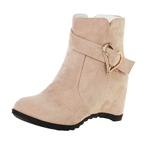 2025 modische einfarbige Damen-Stiefel mit Gürtelschnalle, Innenerhöhung, Keilabsatz, seitlicher Reißverschluss, Wildleder-Stiefel für Damen, beige, 38.5 EU 2025 modische einfarbige Damen-Stiefel mit Gürtelschnalle, Innenerhöhung, Keilabsatz, seitlicher Reißverschluss, Wildleder-Stiefel für Damen, beige, 38.5 EU von Generisch