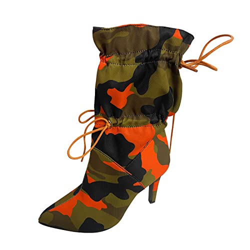2025 spitze High-Heel-Mode-Stiefel, Muster, dünne Damenstiefel, mittelhohe Damenstiefel, City Classified, Orange, 38.5 EU 2025 spitze High-Heel-Mode-Stiefel, Muster, dünne Damenstiefel, mittelhohe Damenstiefel, City Classified, Orange, 38.5 EU von Generisch