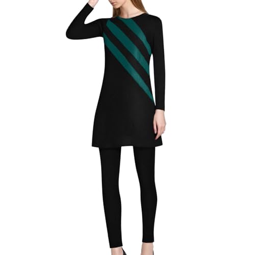 2026 - Muslimischer Damen-Badeanzug, übergroß, konservativer Badeanzug, langärmelige Hose, Badekappe, dreiteiliger Badeanzug Badeanzug Mit Shorts (Green, M) von Generisch