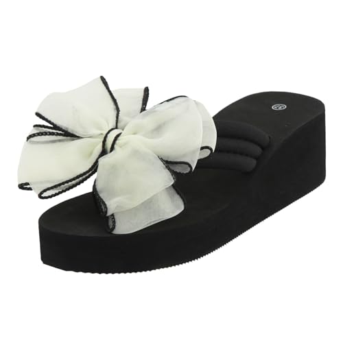 2026 Plus-Size-Sandalen mit hohen Absätzen für Damen, modische Strand-Damenschuhe, rutschfeste Flip-Flops für Damen Garten Schuhe (White, 37) von Generisch
