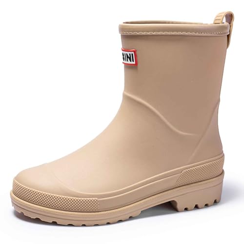2026 Stilvolle Regenschuhe für Damen, perfekt für die Regenzeit. Geschlossene Zehenpartie, Bequeme Flache Sohle, trendig vielseitig, ideal zum Kombinieren mit Schuhe Damen Hausschuhe (Khaki, 38) von Generisch