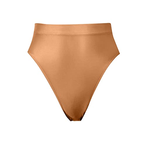 2026 - Super hohe Taille Glatte Tangahose T Hose dünn transparent beliebt Hautfarbene Unterwäsche Damen String (Coffee, XXL) von Generisch