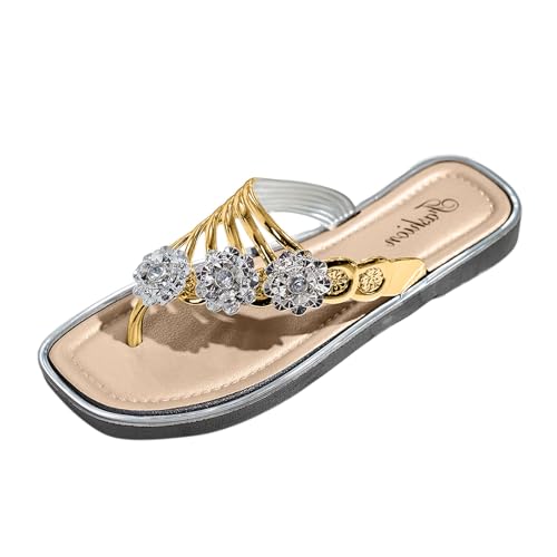 222 Leichte Flip-Flops für Damen 2025 Damen Flip Flops Damen Outdoor Hausschuhe Sommer Flach Drei Blumen Mit Schuhen Strand Lässige Hausschuhe für Indoor & Outdoor Urlaub Sommer Beruf, gold, 40 EU 222 Leichte Flip-Flops für Damen 2025 Damen Flip Flops Damen Outdoor Hausschuhe Sommer Flach Drei Blumen Mit Schuhen Strand Lässige Hausschuhe für Indoor & Outdoor Urlaub Sommer Beruf, gold, 40 EU von Generisch