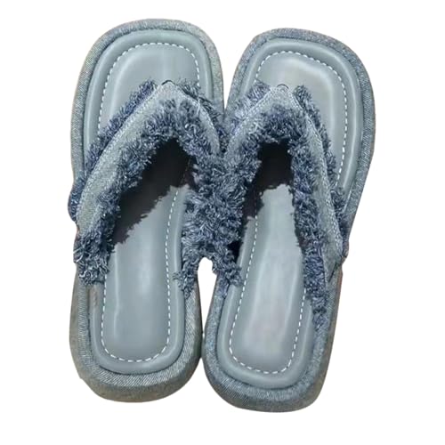 222 leichte Flip-Flops für Damen 2025, Denim-Hausschuhe für Damen, mit Design und hohem Absatz, modischer Indoor- und Outdoor-Komfort für drinnen und draußen, Urlaub, Sommer, Beruf, blau, 5.5 UK 222 leichte Flip-Flops für Damen 2025, Denim-Hausschuhe für Damen, mit Design und hohem Absatz, modischer Indoor- und Outdoor-Komfort für drinnen und draußen, Urlaub, Sommer, Beruf, blau, 5.5 UK von Generisch