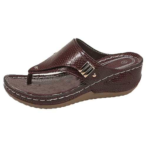 222 leichte Flip-Flops für Damen 2025 für Damen, Strand-Absatz, Hausschuhe, hohl, lässige Hausschuhe, schräge Unterseite, Schuhe, Sandalen für drinnen und draußen, Urlaub, Sommer, Beruf, rot, 37 EU von Generisch