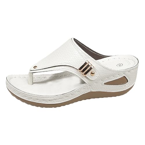222 leichte Flip-Flops für Damen 2025 für Damen, Strand-Absatz, Hausschuhe, hohl, lässige Hausschuhe, schräge Unterseite, Schuhe, Sandalen für drinnen und draußen, Urlaub, Sommer, Beruf, weiß, 37 EU von Generisch