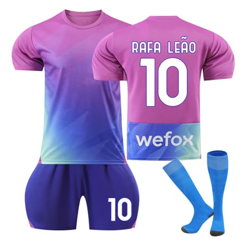 23/24 AC-Milan Nr.10 Rafael Leão Neue Saison Fußballtrikots Shorts Socken Set für Kinder und Erwachsene, ACM Hause/Auswärts Fussball Trikots für Jungen Herren von Generisch