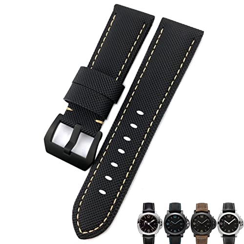 24 mm Kohlefaser-Uhrenarmband, schwarz, Uhrenarmbänder für Panerai Pam 01661/00441, Uhrenarmbänder für Herren, Zubehör, 24 mm, Legierter Stahl Leder, Nein von Generisch