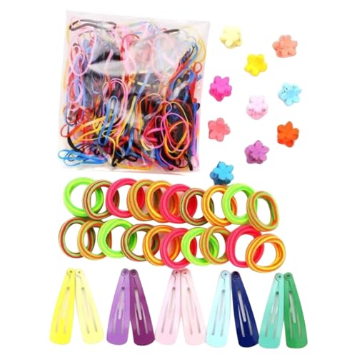 240 Stück Haargummis und Haarklammer Mädchen Set, Bunt Elastisch Scrunchies Haargummis Haarspangen Pferdeschwanz Dünn Zopfgummis Kinder Baby Haarschmuck Haarbänder Hair Accessories von Generisch