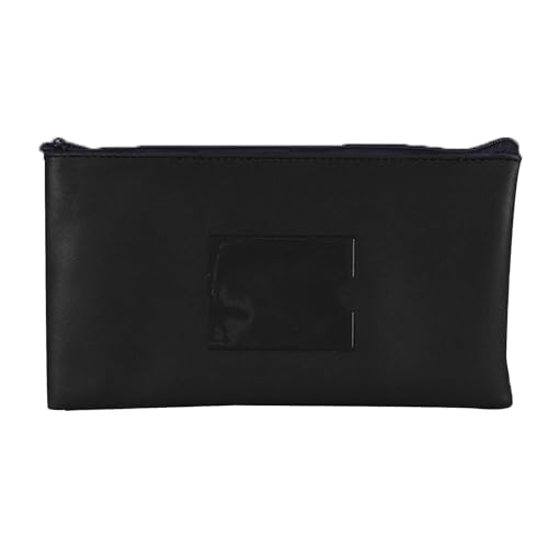 29 x 16 cm Geldtaschen Banktasche, Leder Bankmappe, Kosmetiktasche Geldscheintasche mit Reißverschluss und Fenster Geldbeutel Geldtasche für Schule, Haushalt, Business. (Schwarz) von Generisch