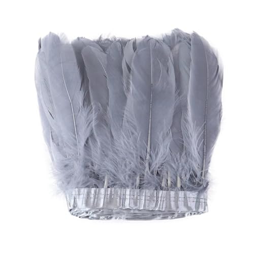 2M/5M/10M weiße Gänsefedern-Bordüre, Breite 15–20 cm, Gänsefedernband, gefärbt, Kleidung, Party, DIY, Basteln, Kleid, Nähzubehör(Lake Blue,10m) von Generisch