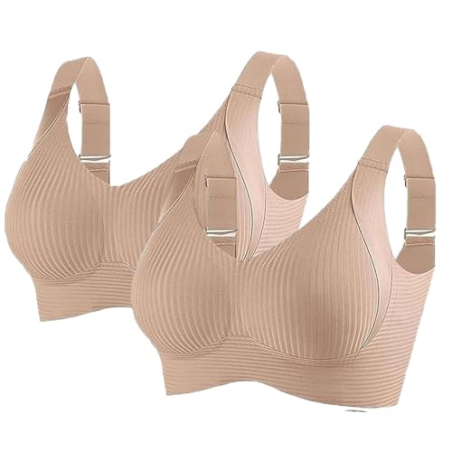 2PC Damen Ohne Bügel mit tiefem V-Ausschnitt Klassische Push Up BH Bralette Soft Bequem Tshirt BHS Damen Starker Halt Bügelloser Bh Schlaf Sport bralette(Empfehlung:eine Nummer größer nehmen) von Generisch
