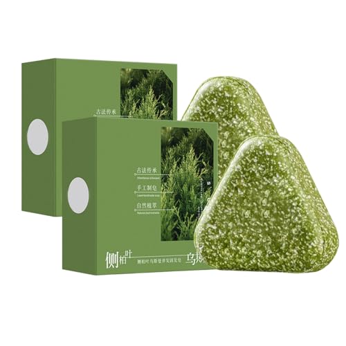 2PC Nature Triangle Shampoos Bar, Green Soap Shampoo, Usman Grass Shampoo Bar, Calming and Strengthens Hair for Women and Mens von Generisch