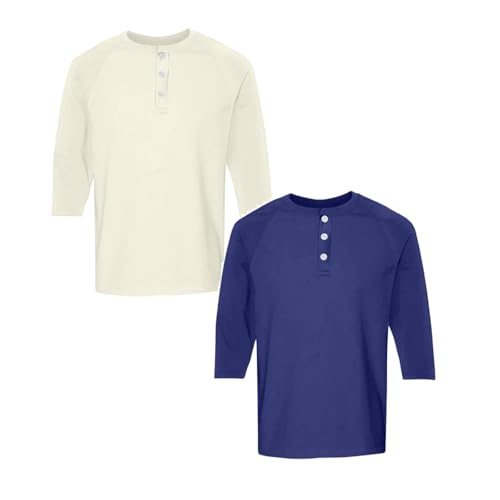 2PCS T-Shirt für Herren Langarmshirt Lässig Kurzärmlig Button-Down-Kragen Bequem Locker Alltag Entspannung Einfarbig Übergroßes Atmungsaktiv Männer Weiß Schwarz S-3XL von Generisch