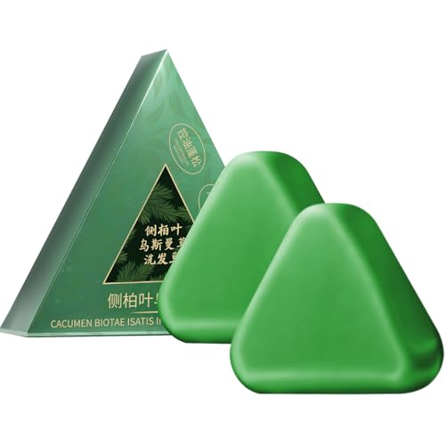2Stk Usman Grass Green Shampoo Bar | 120g Nature Triangle Shampoo Soap | Ölkontrollierende Reis Anti Schuppen Festes Shampoos Stück | Erfrischende Pflanzliche Flauschige Haarseife für Damen & Herren von Generisch