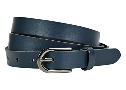 2cm Damen Gürtel aus Leder, Jeans Ledergürtel RDS-01 (Blau, 80 cm (Gesamtlänge 95 cm)) von Generisch