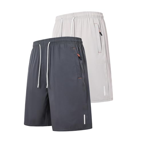 2er-Pack Herren Sport Shorts Kurze Hose Schnelltrocknende Training Gym Bodybuilding lässige Shorts Atmungsaktive Laufshorts mit Reißverschlusstasche Workout Basketball Wandern Lässige Sommershorts 2er-Pack Herren Sport Shorts Kurze Hose Schnelltrocknende Training Gym Bodybuilding lässige Shorts Atmungsaktive Laufshorts mit Reißverschlusstasche Workout Basketball Wandern Lässige Sommershorts von Generisch