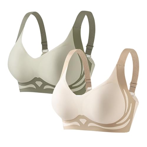 2er Pack Sport BH-Set Damen Ohne Bügel Sexy Haltungskorrektur Bra Soft Push Up BHS Sportunterwäsche Verstellbarer Schultergurt Bras Brüste Starker Halt Klassische Unterwäsche Sale Prime Himmelblau XL von Generisch