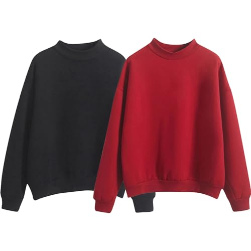 2er Pack Sweatshirt Damen Ohne Kapuze Rundhals Langarmshirt 2025 Herbst Winter Farbblock Pulli Casual Basic T-Shirt Einfarbige Oberteile Tops Teenager Mädchen Oversized Mode Pullover Y2k Streetwear 2er Pack Sweatshirt Damen Ohne Kapuze Rundhals Langarmshirt 2025 Herbst Winter Farbblock Pulli Casual Basic T-Shirt Einfarbige Oberteile Tops Teenager Mädchen Oversized Mode Pullover Y2k Streetwear von Generisch