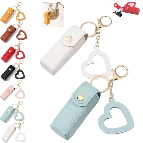 2pcs Lip Oil Keychain - Mirror & Oil 2-In-1, Chapstick Holder, Women Mini Lipstick Case with Keychain (2pcs-B) von Generisch
