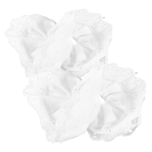 2st Haargummi Aus Spitze Haargummis Masse Elastische Haargummis Weiche Haarschmuck Für Mädchen Süße Große Haarbänder Für Frauen Weiß Polyester Generisch von Generisch