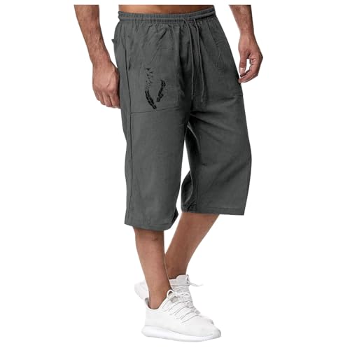 3/4 Hose Herren Sport Joggen im Frühling Sommer Entspannen Erholen im Strandurlaub Nine Point Jogginghose Herren Hosen Modisches Regular (Grey, XXXL) von Generisch