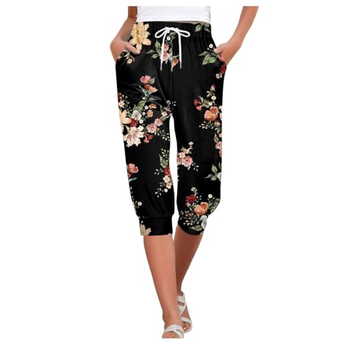 3/4 Sweathose Damen Mit Gradientenfarbe Und Blumen Druck Jogginghose Mit Bündchen Mit Kordelzug Und Taschen Sommerhosen Leicht Und Luftig Haremshose Baggy Damenhose Caprihose Green XXL 3/4 Sweathose Damen Mit Gradientenfarbe Und Blumen Druck Jogginghose Mit Bündchen Mit Kordelzug Und Taschen Sommerhosen Leicht Und Luftig Haremshose Baggy Damenhose Caprihose Green XXL von Generisch