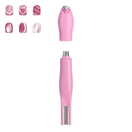 3-In-1 Heart Shape Round Line Shape Nail Art Magnet Pen, Heart Magnet for Cat Eye Gel Polish, French Tip Tool, Nail Magnet for DIY Nails Salon Decoration, Double-Head Detachable (Pink) von Generisch