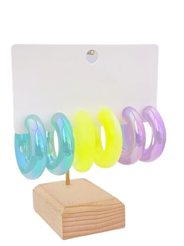 3 Paar Acryl-C-Creolen, minimalistisches stapelbares Set für den täglichen Stil der Frauen, Einheitsgröße von Generisch