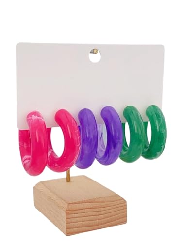 3 Paare Acryl Creolen C Form - Minimalistisch Stapelbar Set für den täglichen Stil von Frauen, Einheitsgröße von Generisch