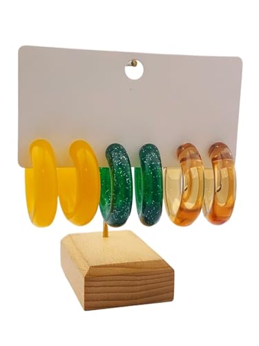 3 Paare Acryl Creolen C Form - Minimalistisch Stapelbar Set für den täglichen Stil von Frauen, Einheitsgröße von Generisch