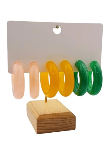 3 Paare Acryl Creolen C Form - Minimalistisch Stapelbar Set für den täglichen Stil von Frauen, Einheitsgröße von Generisch