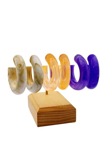 3 Paare Acryl Creolen C Form - Minimalistisch Stapelbar Set für den täglichen Stil von Frauen, Einheitsgröße 3 Paare Acryl Creolen C Form - Minimalistisch Stapelbar Set für den täglichen Stil von Frauen, Einheitsgröße von Generisch