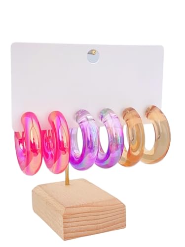 3 Paare Acryl Creolen C Form - Minimalistisch Stapelbar Set für den täglichen Stil von Frauen, Einheitsgröße von Generisch