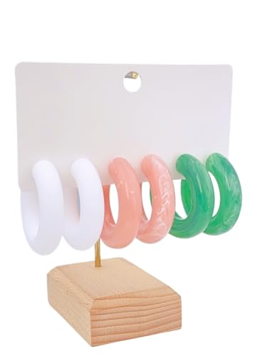 3 Paare Acryl Creolen C Form - Minimalistisch Stapelbar Set für den täglichen Stil von Frauen, Einheitsgröße von Generisch