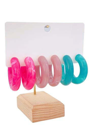 3 Paare Acryl Creolen C Form - Minimalistisch Stapelbar Set für den täglichen Stil von Frauen, Einheitsgröße von Generisch