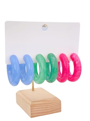 3 Paare Acryl Creolen C Form - Minimalistisch Stapelbar Set für den täglichen Stil von Frauen, Einheitsgröße von Generisch