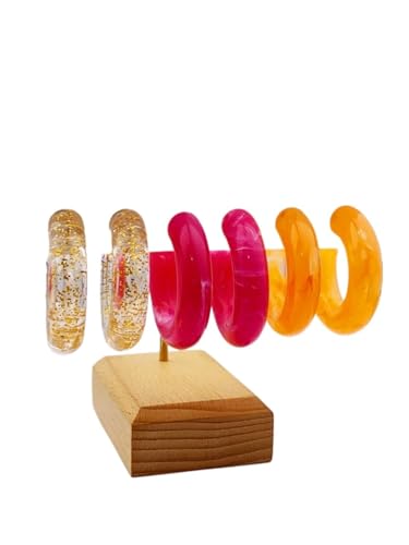 3 Paare Acryl Creolen C Form - Minimalistisch Stapelbar Set für den täglichen Stil von Frauen, Einheitsgröße von Generisch