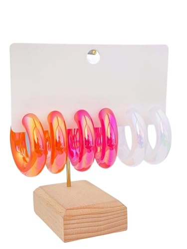 3 Paare Acryl Creolen C Form - Minimalistisch Stapelbar Set für den täglichen Stil von Frauen, Einheitsgröße 3 Paare Acryl Creolen C Form - Minimalistisch Stapelbar Set für den täglichen Stil von Frauen, Einheitsgröße von Generisch