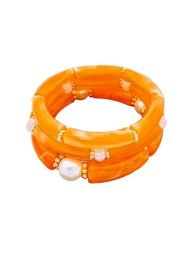3 Stück Acryl Perlen Armbänder Set - Mehrschichtige stapelbare Armbänder für modische Frauenarmbänder, Einheitsgröße von Generisch