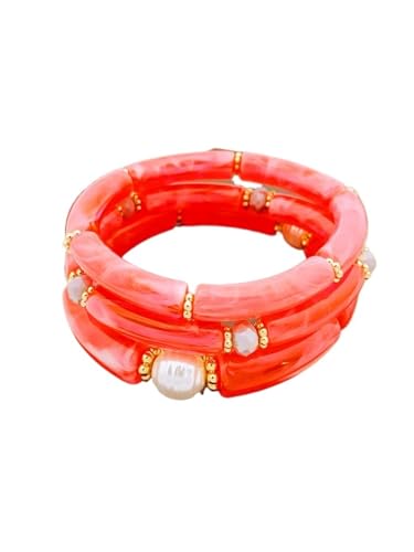 3 Stück Acryl Perlen Armbänder Set - Mehrschichtige stapelbare Armbänder für modische Frauenarmbänder, Einheitsgröße 3 Stück Acryl Perlen Armbänder Set - Mehrschichtige stapelbare Armbänder für modische Frauenarmbänder, Einheitsgröße von Generisch
