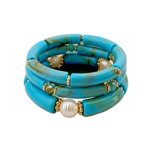 3 Stück Acryl Perlen Armbänder Set - Mehrschichtige stapelbare Armbänder für modische Frauenarmbänder, Einheitsgröße von Generisch