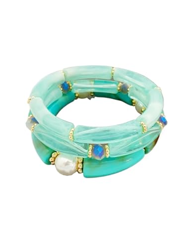 3 Stück Acryl Perlen Armbänder Set - Mehrschichtige stapelbare Armbänder für modische Frauenarmbänder, Einheitsgröße von Generisch