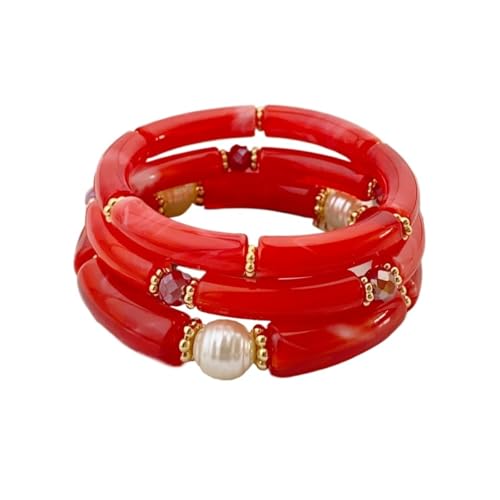 3 Stück Acryl Perlen Armbänder Set - Mehrschichtige stapelbare Armbänder für modische Frauenarmbänder, Einheitsgröße von Generisch