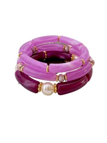 3 Stück Acryl Perlen Armbänder Set - Mehrschichtige stapelbare Armbänder für modische Frauenarmbänder, Einheitsgröße 3 Stück Acryl Perlen Armbänder Set - Mehrschichtige stapelbare Armbänder für modische Frauenarmbänder, Einheitsgröße von Generisch