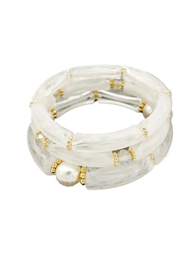3 Stück Acryl Perlen Armbänder Set - Mehrschichtige stapelbare Armbänder für modische Frauenarmbänder, Einheitsgröße 3 Stück Acryl Perlen Armbänder Set - Mehrschichtige stapelbare Armbänder für modische Frauenarmbänder, Einheitsgröße von Generisch