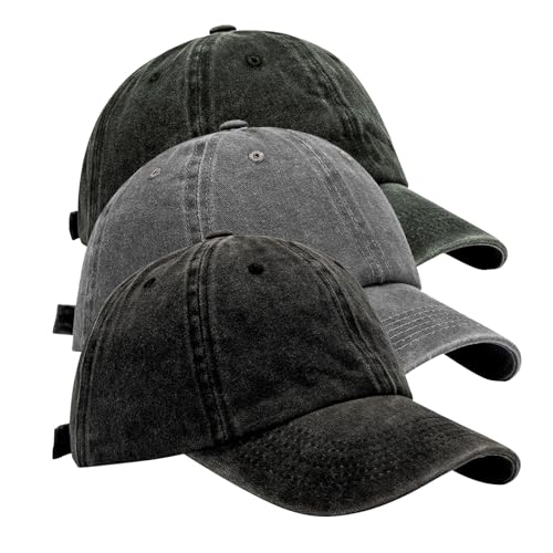 3 Stück Baseball Cap für Herren und Damen, Unisex Athletic Kappe Verstellbar Reine Farbe Baseboard Sport Baseballkappe Fitted Cap Verschluss Mütze von Generisch