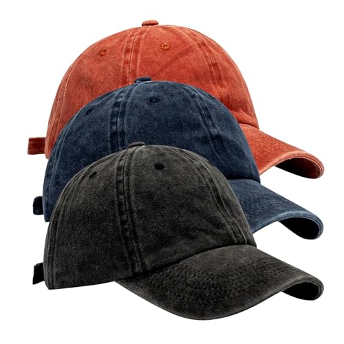 3 Stück Baseball Cap für Herren und Damen, Unisex Athletic Kappe Verstellbar Reine Farbe Baseboard Sport Baseballkappe Fitted Cap Verschluss Mütze von Generisch